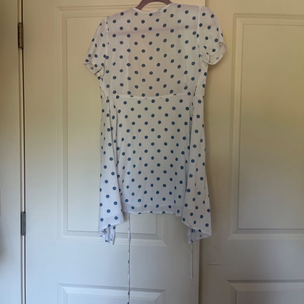 Gili Mini Wrap Dress in Blue Polka Dot - Picture 4 of 6